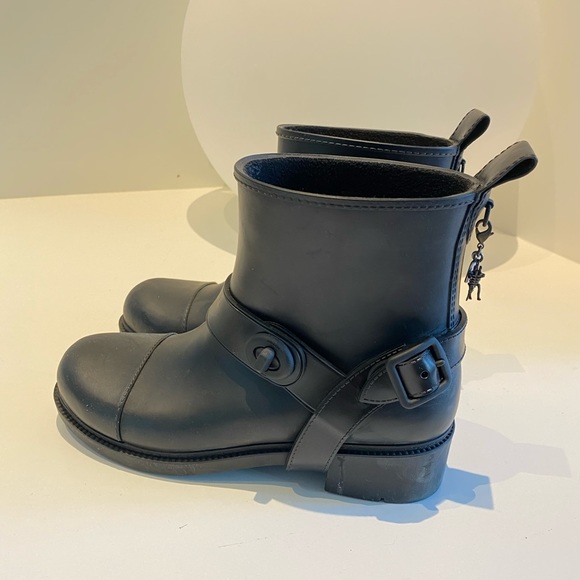 Black Coach waterproof biker boots - Picture 1 of 12
